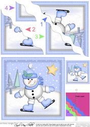 Xmas Skating Snowman Wavy Corner Side Stacker