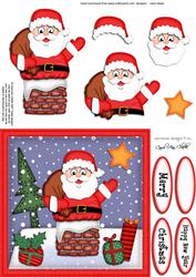 Xmas Rooftop Santa Quick Card N 3D Decoupage