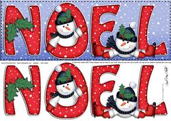 Large Dl Xmas Noel with Snowmen Quick Card with 3D Decoupage