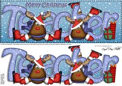 Large Dl Xmas Teacher with Rudolph Quick Card N Decoupage