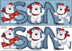 Large Dl Xmas Son with Polar Bears Quick Card N Decoupage