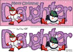 Large Dl Xmas Daughter with Snowmen Quick Card 3D Decoupage
