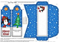 Xmas Skating Penguin Bookmark Card N Envelope