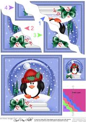 Xmas Cute Penguin Snowglobe Wavy Corner Stacker