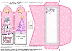 Xmas Skating Snowman Bookmark Card N Envelope