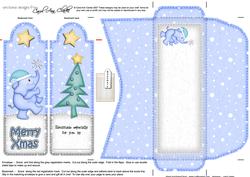 Xmas Elephant Bookmark Card N Envelope