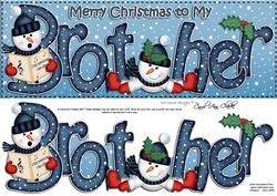 Large Dl Xmas Brother with Snowmen Quick Card 3D Decoupage