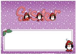 Xmas Sister with Penguins Matching Large Dl Insert