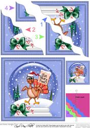 Xmas Percy Turkey Snowglobe Wavy Corner Stacker