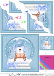 Xmas Sledging Penguin Snowglobe Wavy Corner Stacker