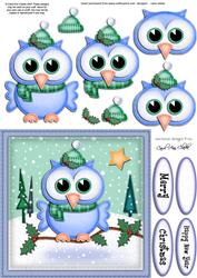 Xmas Little Hoot Owl Quick Card N 3D Decoupage