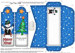 Xmas Sledging Snowman Bookmark Card N Envelope