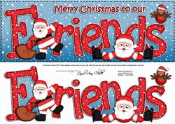 Large Dl Xmas Friends with Santa Quick Card 3D Decoupage