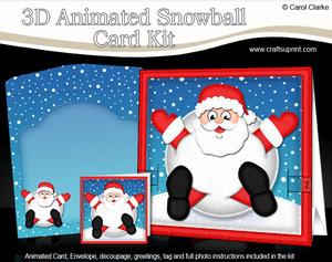 3D Oops Santa Animated Moveable Snowball Card Kit