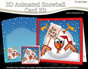 3D Oops Percy Turkey Animated Moveable Snowball Card Kit