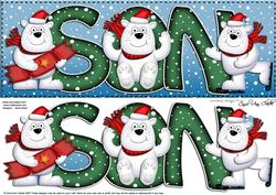 Large Dl Xmas Son with Polar Bears Quick Card N Decoupage