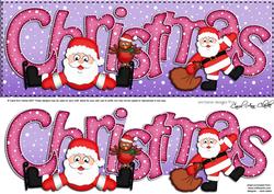 Large Dl Xmas Christmas with Santa Quick Card 3D Decoupage
