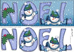 Large Dl Xmas Noel with Snowmen Quick Card with 3D Decoupage