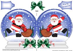 Xmas Santa's Sack Snow Globe Shaped Card