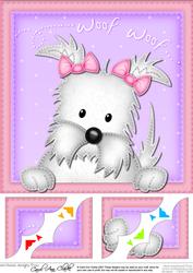 8 x 8 Westie Dog Scalloped Corner Topper