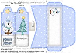 Xmas Polar Bear's Pudding Bookmark Card N Envelope