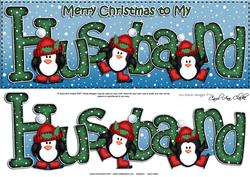 Large Dl Xmas Husband with Penguins Quick Card 3D Decoupage