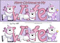 Large Dl Xmas Wife with Polar Bears Quick Card 3D Decoupage