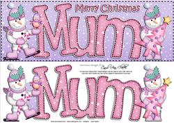 Large Dl Xmas Mum with Snowmen Quick Card 3D Decoupage