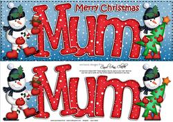 Large Dl Xmas Mum with Snowmen Quick Card 3D Decoupage