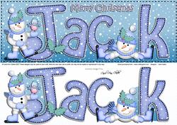 Xmas Large Dl Jack Quick Card with Snowmen N 3D Decoupage