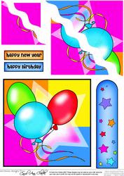 Party Balloons!! Quick Card with Wavy Corner Side Stacker Pyramage