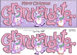 Large Dl Xmas Granddaughter with Penguins Quick Card 3D