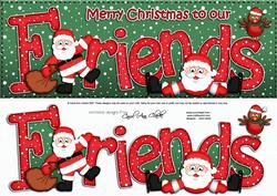 Large Dl Xmas Friends with Santa Quick Card 3D Decoupage