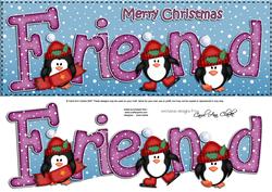 Large Dl Xmas Friend with Penguins Quick Card 3D Decoupage