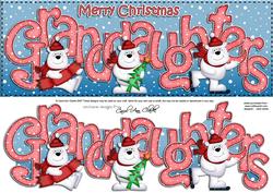 Large Dl Xmas Granddaughters with Polar Bears Quick Card 3D
