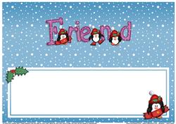 Xmas Friend with Penguins Matching Large Dl Insert