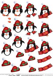 Xmas Penguins 3D Decoupage Sheet