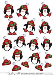 Xmas Penguins 3D Decoupage Sheet