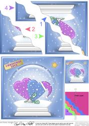 Xmas Love Hearts Snowglobe Wavy Corner Side Stacker Topper