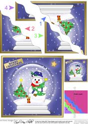 Xmas Snowman's Tree Snowglobe Wavy Corner Stacker