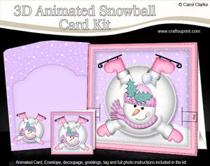 3D Oops Snowman Xmas Animated Moveable Snowball Card Kit