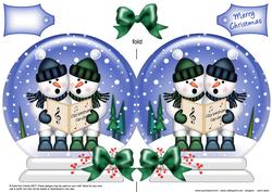 Xmas Singing Snowmen Snow Globe Shaped Card