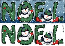 Large Dl Xmas Noel with Snowmen Quick Card with 3D Decoupage