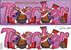 Large Dl Xmas Teacher with Rudolph Quick Card N Decoupage