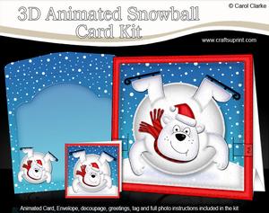 3D Oops Polar Bear Xmas Animated Moveable Snowball Card Kit