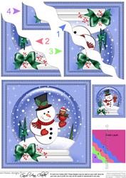Xmas Snowman Snowglobe Wavy Corner Side Stacker Topper
