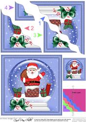 Xmas Santa Stuck Snowglobe Wavy Corner Side Stacker Topper