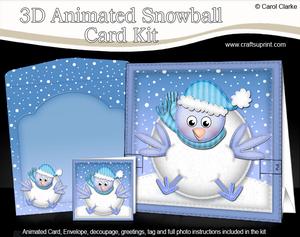 3D Oops Robin Xmas Animated Moveable Snowball Card Kit