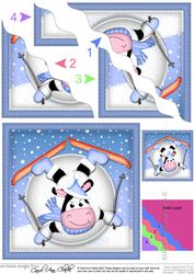 Oops Milly Moo Cow Snowball Wavy Corner Side Stacker Topper