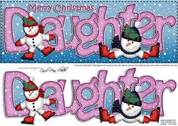 Large Dl Xmas Daughter with Snowmen Quick Card 3D Decoupage
